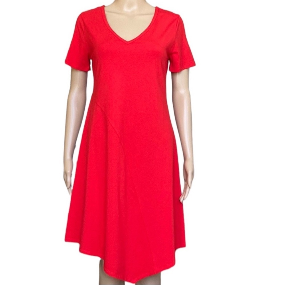 Soft Surroundings Red V-Neck Midi Dress